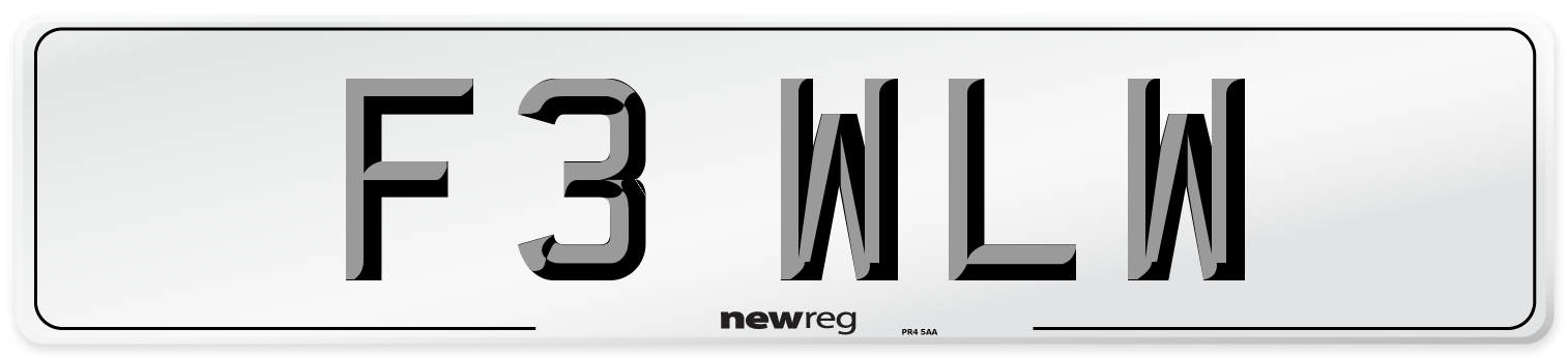 F3 WLW Number Plate from New Reg